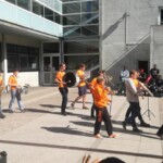 fanfare de l'ENSTIB jouant à l'IUT d'Epinal