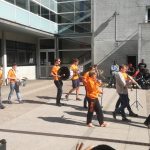 fanfare de l'ENSTIB jouant à l'IUT d'Epinal