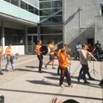 fanfare de l'ENSTIB jouant à l'IUT d'Epinal