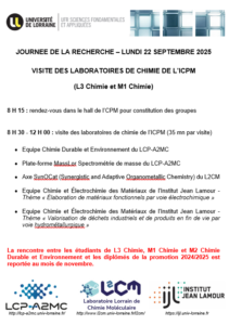Les étudiants de L3 chimie et Master Chimie Durable et Environnement rencontrent les chercheurs dans leurs laboratoires à l&rsquo;ICPM, METZ