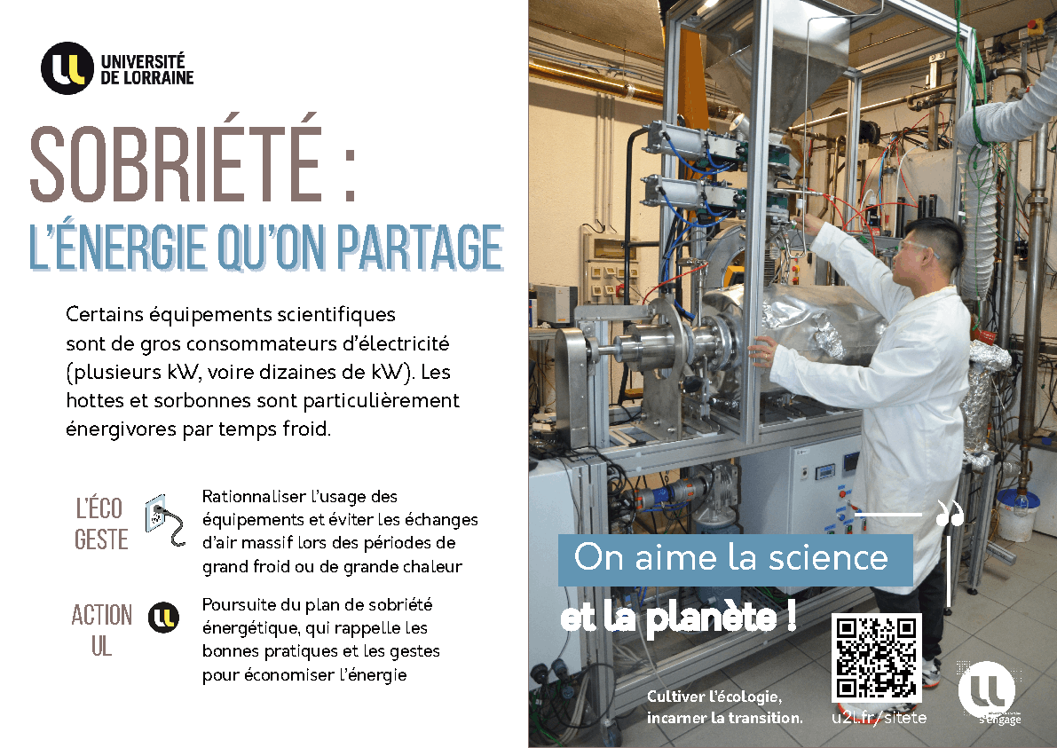 Affiche pour impression de la campagne de sobriété énergétique sur l'utilisation des appareils en laboratoire