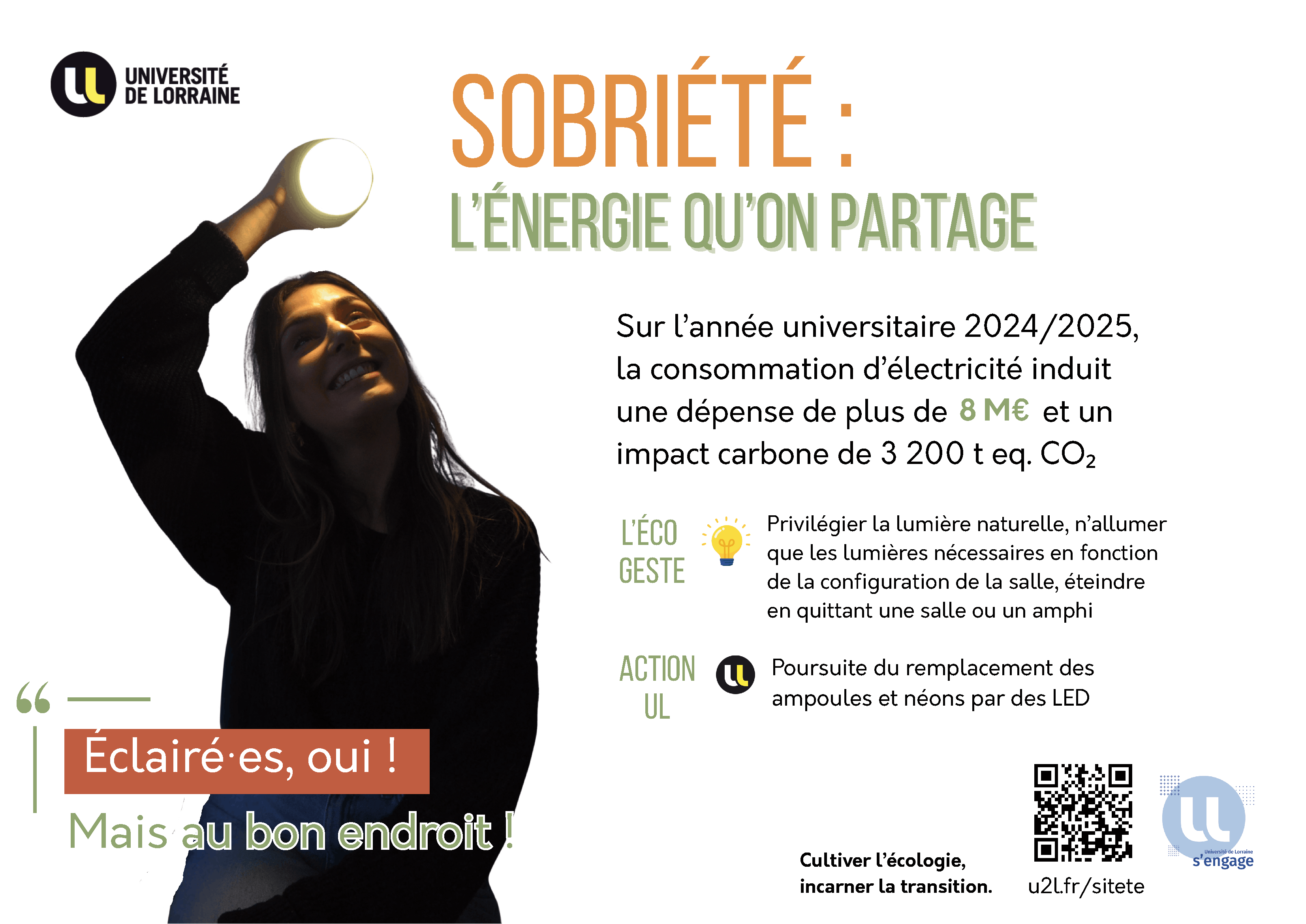 Affiche pour impression de la campagne de sobriété énergétique sur l'utilisation des lumières
