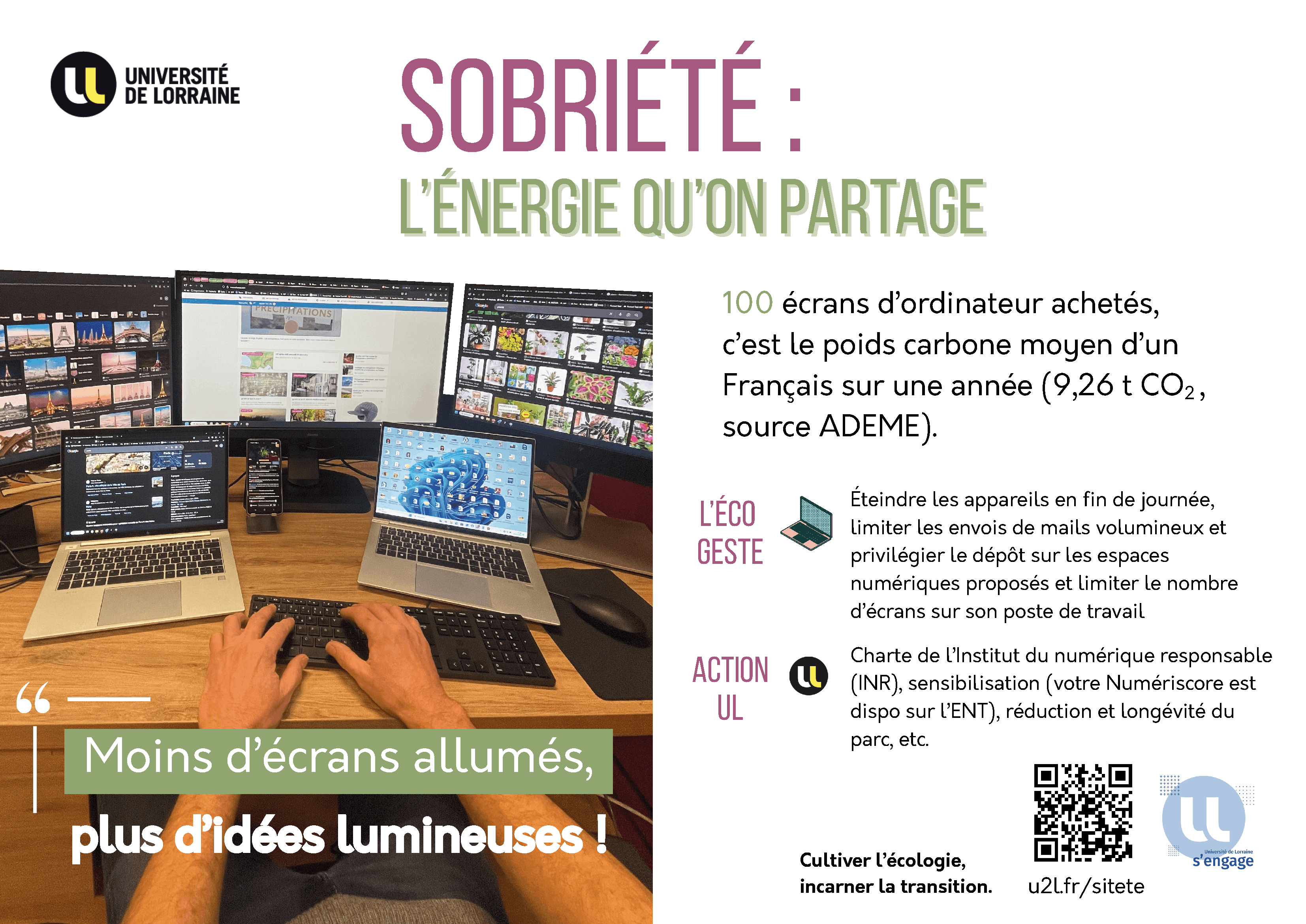 Affiche pour impression de la campagne de sobriété énergétique sur l'utilisation des écrans