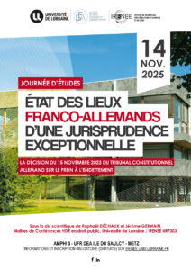 [Journée d&rsquo;études] État des lieux franco-allemands d’une jurisprudence exceptionnelle : la décision du 15 novembre 2023 du Tribunal constitutionnel allemand sur le frein à l’endettement