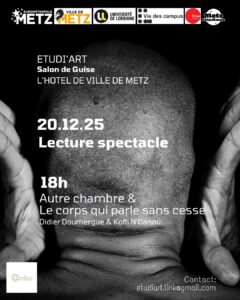 Lecture spectacle – &laquo;&nbsp;Autre chambre&nbsp;&raquo; & &laquo;&nbsp;Le corps qui parle sans cesse&nbsp;&raquo;