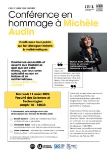 [Conf&eacute;rence] Rigueur, imagination, engagement : sur les traces de Mich&egrave;le Audin