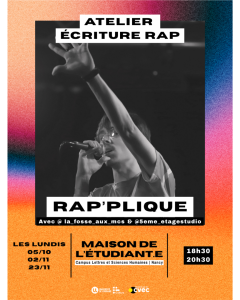 Atelier d&rsquo;&eacute;criture RAP&rsquo;plique