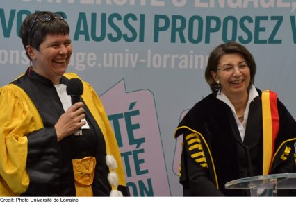 Crmonie de remise des insignes et titre de Docteur Honoris Causa de l'Universit de Lorraine Madame Myriam Watthee-Delmotte, professeure en littrature franaise contemporaine lUniversit Catholique de Louvain (Belgique) et Directrice de recherche du Fonds National de la Recherche Scientifique